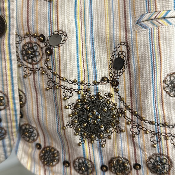 Bonnie and Norma Cream Structured Blazer with Brown Embellishments - Picture 3 of 6